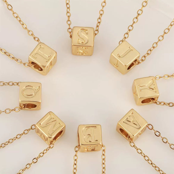 Wholesale Copper Plated Letter Pendant Beaded Simple Necklace Accessories