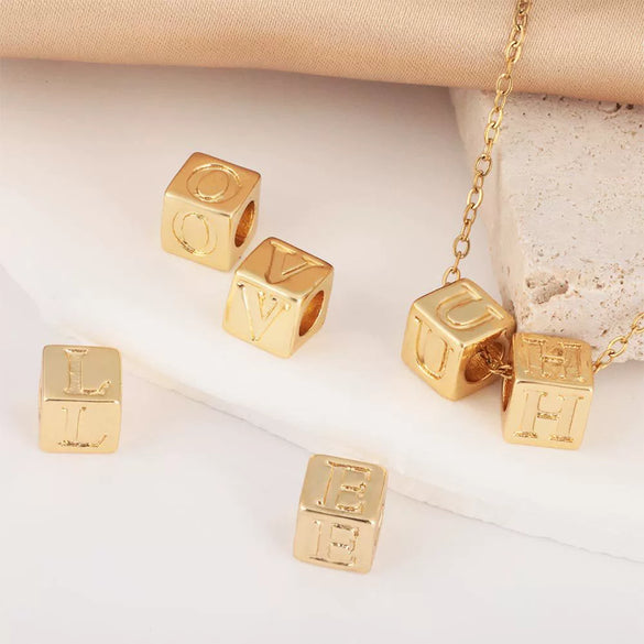 Wholesale Copper Plated Letter Pendant Beaded Simple Necklace Accessories