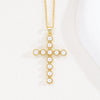 Wholesale Copper Plated Real Gold Cross Beaded Geometric Design Necklace