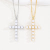 Wholesale Copper Plated Real Gold Cross Beaded Geometric Design Necklace