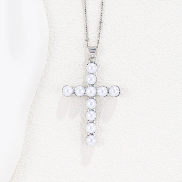 Wholesale Copper Plated Real Gold Cross Beaded Geometric Design Necklace