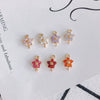 Wholesale Copper Plated Real Gold Hollow Flower Zircon Earrings Jewelry Accessories