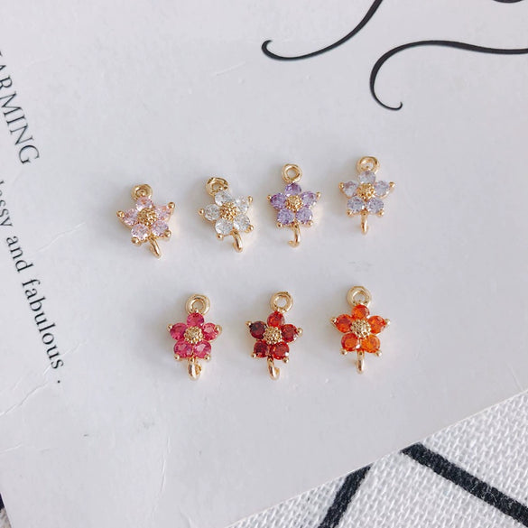 Wholesale Copper Plated Real Gold Hollow Flower Zircon Earrings Jewelry Accessories