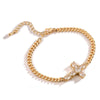 Wholesale Copper Plated Real Gold Zircon Cross Bracelet For Women With Micro Inlay Geometric Pattern Cuban Chain