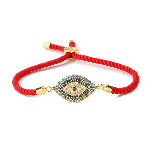 Wholesale Copper Plated Real Gold Zircon Devil's Eye Geometric Women's Bracelet