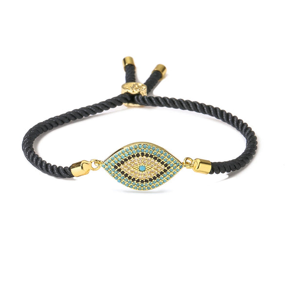 Wholesale Copper Plated Real Gold Zircon Devil's Eye Geometric Women's Bracelet