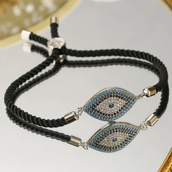 Wholesale Copper Plated Real Gold Zircon Devil's Eye Geometric Women's Bracelet