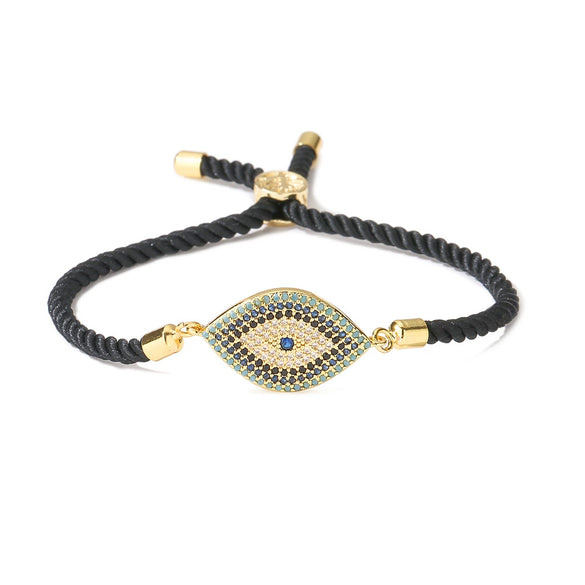 Wholesale Copper Plated Real Gold Zircon Devil's Eye Geometric Women's Bracelet