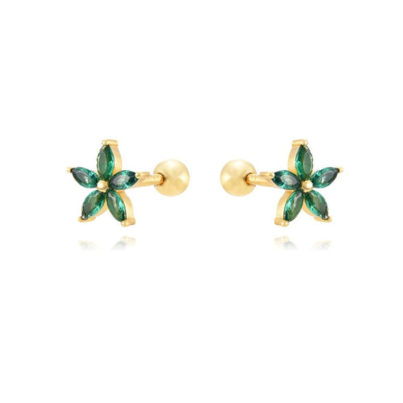 Wholesale Copper Plated Real Gold Zircon Flower Geometric Earrings For Women