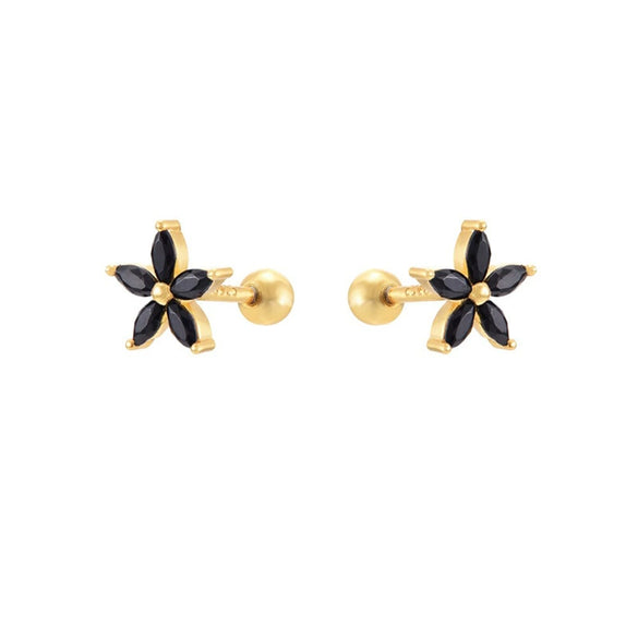 Wholesale Copper Plated Real Gold Zircon Flower Geometric Earrings For Women
