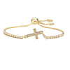 Wholesale Copper Plated Real Gold Zircon Geometric Cross Micropaved Women's Bracelet