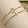 Wholesale Copper Plated Real Gold Zircon Geometric Cross Micropaved Women's Bracelet