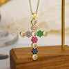 Wholesale Copper Plated Real Gold Zircon Geometric Pendant Necklace For Women