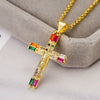 Wholesale Copper Plated Real Gold Zircon Geometric Pendant Necklace For Women