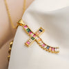 Wholesale Copper Plated Real Gold Zircon Geometric Pendant Necklace For Women