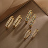 Wholesale Copper Plated Real Gold Zircon Geometric Retro Earrings
