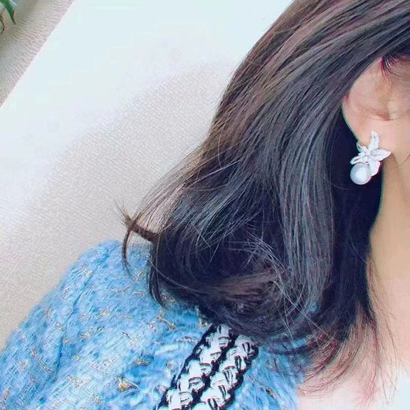 Wholesale Copper Princess Style Starfish And Zircon Earrings For Women