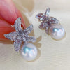 Wholesale Copper Princess Style Starfish And Zircon Earrings For Women