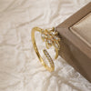 Wholesale Copper Real Gold Plated Geometric Open Ring For Women With Micro Inlay