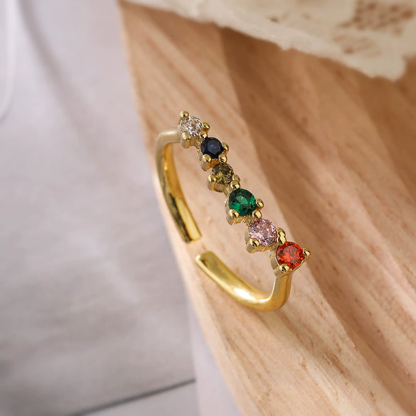 Wholesale Copper Real Gold Plated Geometric Open Ring For Women With Micro Inlay