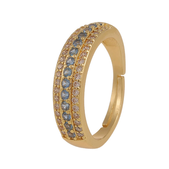 Wholesale Copper Real Gold Plated Micro Inlaid Zircon Diamond Ring Geometric Pattern Couple Ring