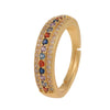 Wholesale Copper Real Gold Plated Micro Inlaid Zircon Diamond Ring Geometric Pattern Couple Ring