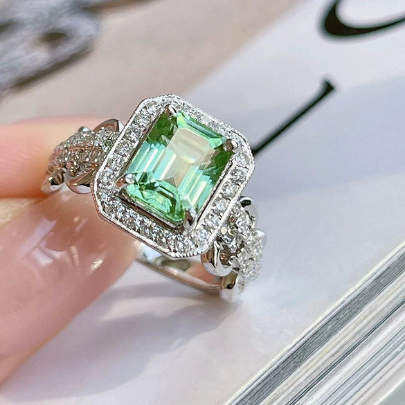 Wholesale Copper Rectangular Ring With Zircon And Geometric Style Retro Luxury For Women