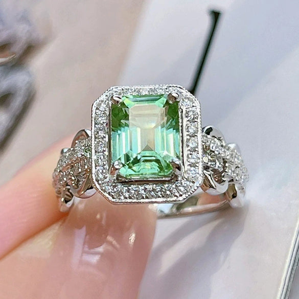 Wholesale Copper Rectangular Ring With Zircon And Geometric Style Retro Luxury For Women