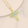 Wholesale Copper Retro Cross Pendant Necklace With Oildropping Design For Women