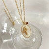 Wholesale Copper Retro Flower Oval Pendant Necklace