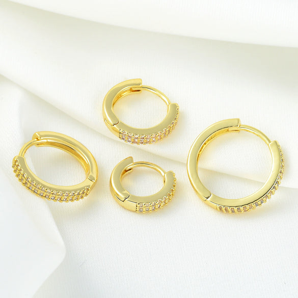 Wholesale Copper Retro Geometric Inlaid Zircon Earrings For Women