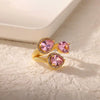 Wholesale Copper Retro Luxury Water Drop Geometric Oval Heart Shape Electroplated Zircon Ring Unisex