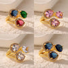 Wholesale Copper Retro Luxury Water Drop Geometric Oval Heart Shape Electroplated Zircon Ring Unisex