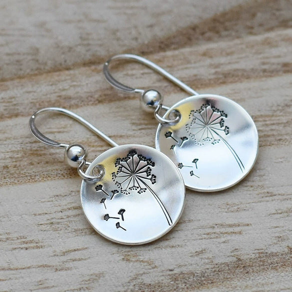 Wholesale Copper Retro Round Dandelion Geometric Style Electroplated Women's Earrings