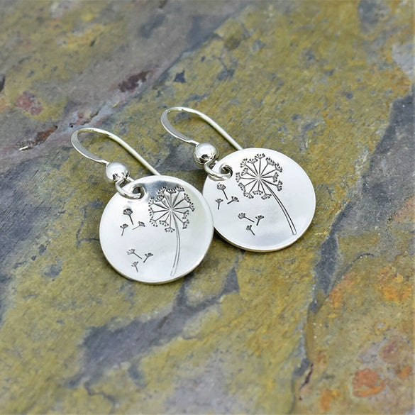 Wholesale Copper Retro Round Dandelion Geometric Style Electroplated Women's Earrings