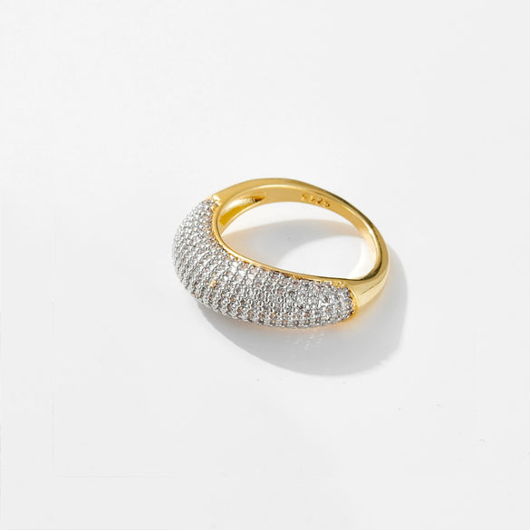Wholesale Copper Ring Electroplated With Platinum And 18K Gold Geometric Design Fashion Light Luxury Women's Hand Jewelry