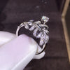 Wholesale Copper Ring For Women Dropshaped Feather Leaf Pattern Set With Zirconia