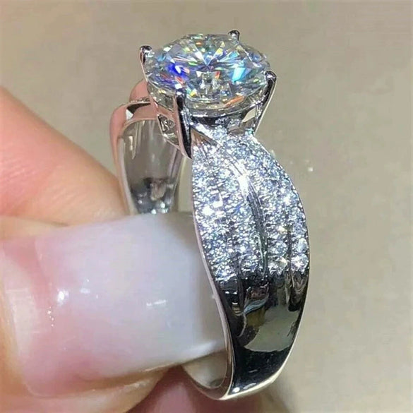 Wholesale Copper Ring Geometric Zircon Inlay For Women