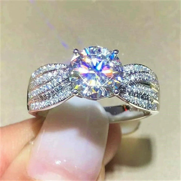 Wholesale Copper Ring Geometric Zircon Inlay For Women