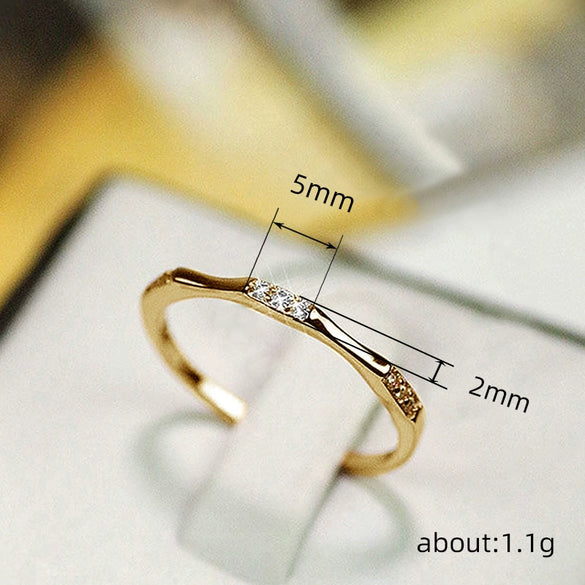 Wholesale Copper Ring Simple Style Inlaid Zircon Tail Ring For Women