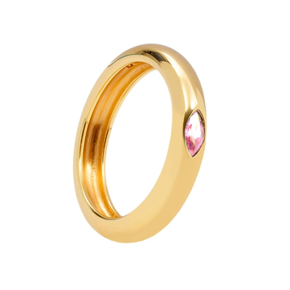 Wholesale Copper Ring With Colorful Zircon And Geometric Pattern Electroplated For Women