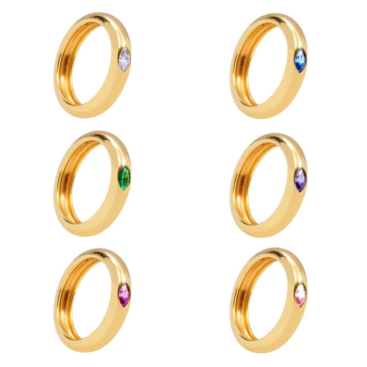 Wholesale Copper Ring With Colorful Zircon And Geometric Pattern Electroplated For Women