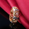 Wholesale Copper Ring With Double Color Plating Hollow Pattern Flower Design And Zircon For Women