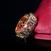 Wholesale Copper Ring With Double Color Plating Hollow Pattern Flower Design And Zircon For Women