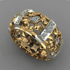 Wholesale Copper Ring With Double Color Plating Hollow Pattern Flower Design And Zircon For Women