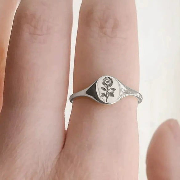 Wholesale Copper Ring With Geometric Sunflower Pattern And Electroplating Treatment Retro And Small Fresh Style For Unisex