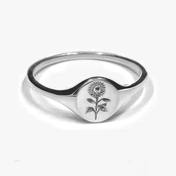Wholesale Copper Ring With Geometric Sunflower Pattern And Electroplating Treatment Retro And Small Fresh Style For Unisex