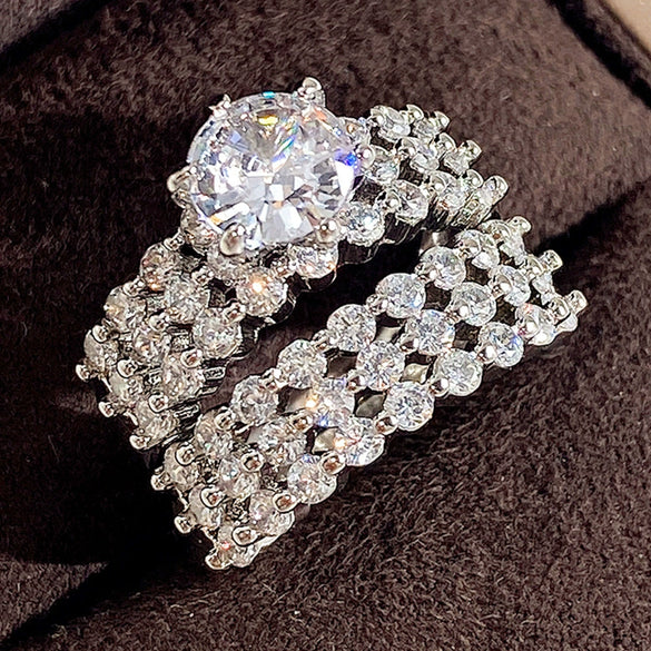 Wholesale Copper Ring With Star Shape And Geometric Design Inlaid With Zircon For Women And Couple Exaggerated Style