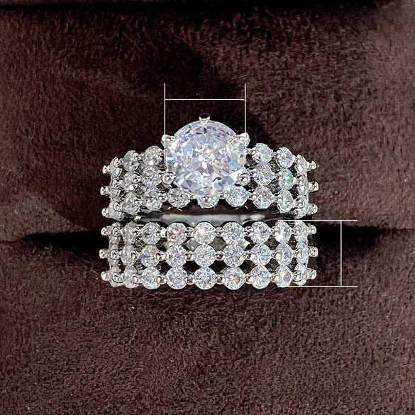 Wholesale Copper Ring With Star Shape And Geometric Design Inlaid With Zircon For Women And Couple Exaggerated Style