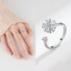 Wholesale Copper Rotatable Ring With Geometric Pattern And Four Leaf Grass Design For Women